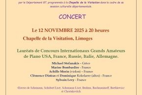 Concert musique classique, piano et musique de chambre