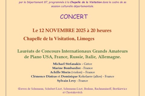 Concert musique classique, piano et musique de chambre